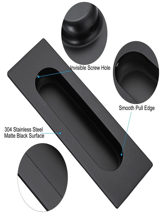 Malimali 4.72 Inch Recessed Finger Flush Pulls for Kitchen Cabinet, Closet, Sliding Cupboard Door Handle - Matte Black Stainless Steel Rectangular Door Pulls Hardware (4 Pack) - Image 3